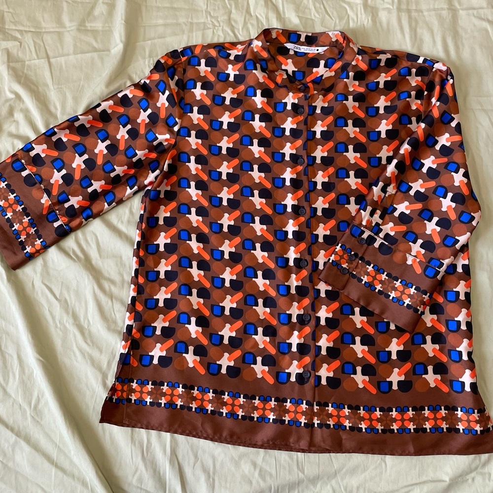 Zara Multicolor Geometric Blouse - Picture 7 of 13